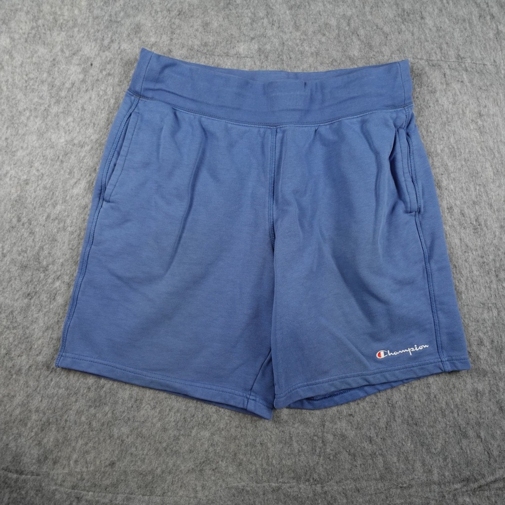 Champion Shorts Mens Medium Blue French Terry Cotton Blend Pockets Active Gym